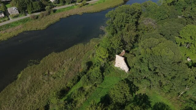 Landscape Castle Ruins Pond Krupe Aerial View Poland