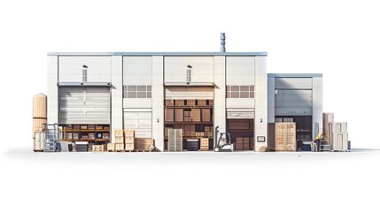 warehouse revaluation, graphic illustration, white background