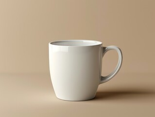 White mug, simple, cute, mini, circular design, clean, clear and bright, minimalist background