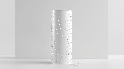 white soda can mockup with droplets