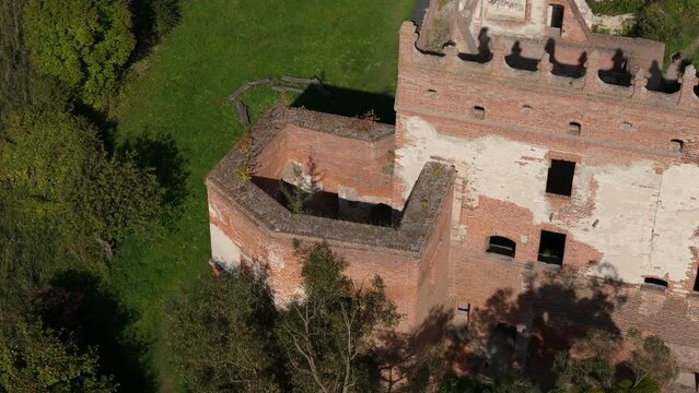 Castle Ruins Park Forest Krupe Aerial View Poland