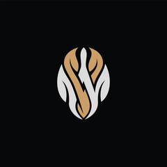 Unique VW letter logo design flat style