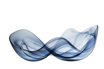 Swirling blue shapes in an abstract design evoke a sense of motion and flow