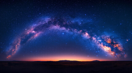 Milky Way Panorama. Universe and night starry sky.