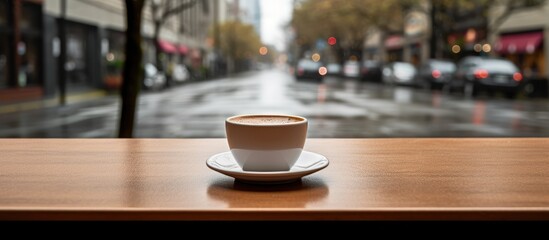 Fototapeta premium Empty Coffee Cup on a Cafe Table.