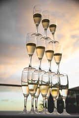 Champagne tower, fancy event beverage