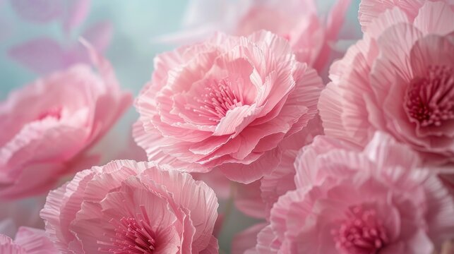 International Women's Day Background. Pink paper flowers with space for a message.