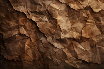crumpled dark brown paper texture for Abstract Background