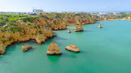 Algarve coast Lagos portugal aerial landscape