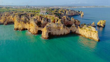 Algarve coast Lagos portugal aerial landscape