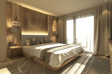 Modern beadroom in hotel