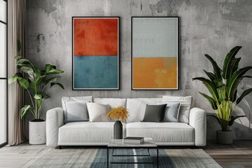 Modern interior mockup realistic poster