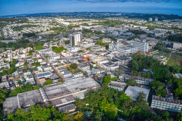 Aerial View of the San Juan Suburb of Guynabo, Puerto Rico - obrazy, fototapety, plakaty