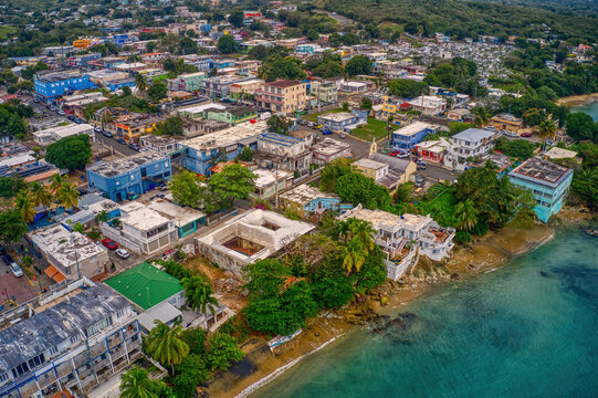 Aerial View of the small Island Village of Vieques, Puerto Rico