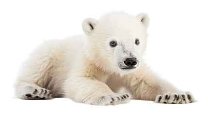 baby polar bear isolated on a white background as transparent PNG