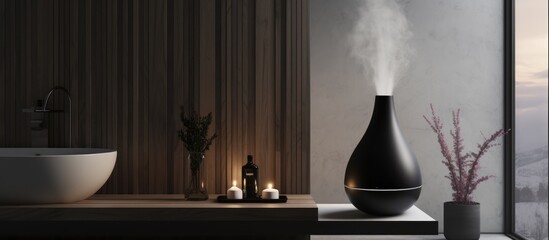 Black Aroma Diffuser in a Bathroom