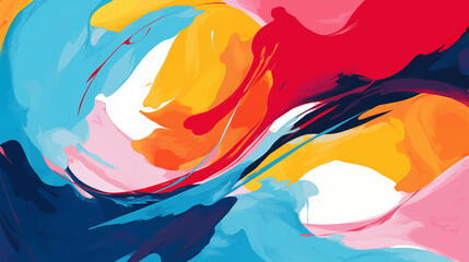 Fototapeta na wymiar Swirling Dance of Red, Blue, and Yellow Abstract