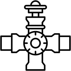 Valve Icon. Water Pipe Control Pictogram Graphic Illustration. Isolated Simple Line Icon For Infographic, App and Web Button.
