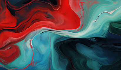 Abstract Red and Blue Oil Paint - obrazy, fototapety, plakaty