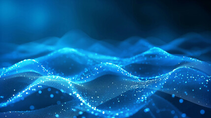 Dynamic wave with connected dots and lines digital wave background Network Technology in Blue Light Futuristic Abstraction Blue technology abstract background of connection network generative AI