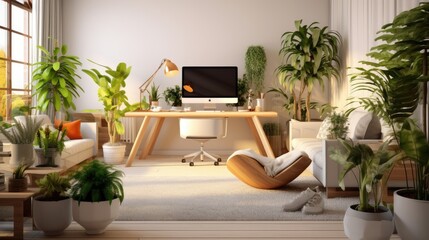 Modern office interior with furniture and equipment