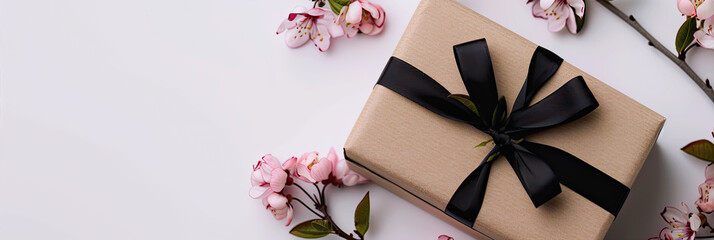 gift box with spring flowers 