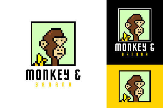 Bitmap Vector Monkey and Banana Logo Design