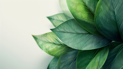 Obraz premium Macro photography of lush green leaves showcasing intricate vein patterns.