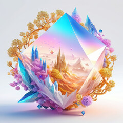Diamond Surrounded by Flowers and Trees
