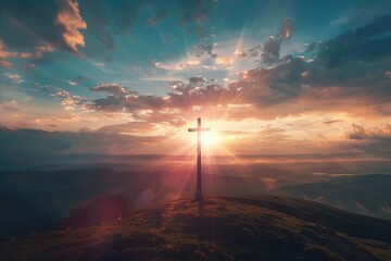 The cross comes from the sky - obrazy, fototapety, plakaty