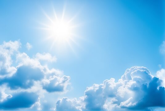 Blue sky. Bright midday sun illuminates the space. good quality photo