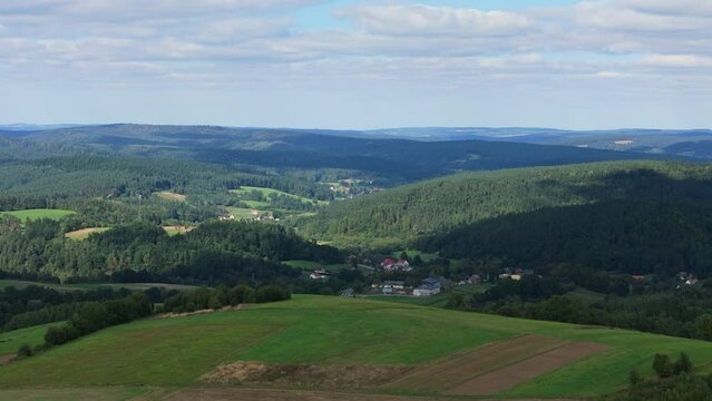 Beautiful Landscape Mountains Bieszczady Bircza Leszczawa Aerial View Poland