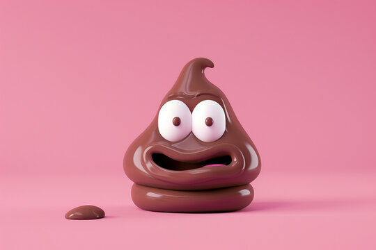 3D Poop Emoji Against Pink Background