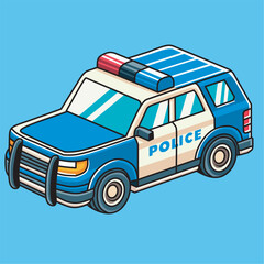 Sedan Police Car, Police Patrol Car, Side view angle, illustration vector art
