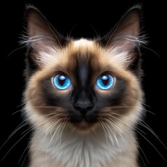 Majestic Siamese Cat with Piercing Blue Eyes