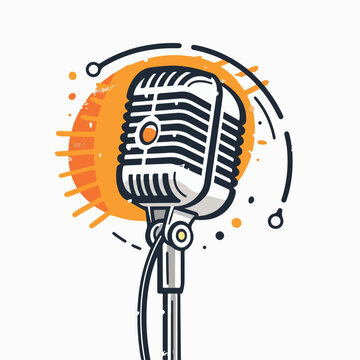 recommend clip art: Microphone in cartoon, doodle style. Image for t-shirt, web, mobile apps and ui. Isolated 2d vector illustration in logo, icon, sketch style, Eps 10. AI Generative