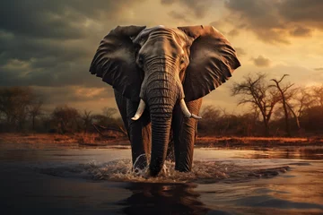 Foto op Canvas elephant at sunset wildlife  © -DEAR-