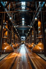 Artisanal whisky distillery in scottish highlands  craftsmanship and heritage in moody setting