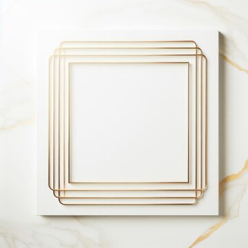 Luxury golden frame or border art for wedding invitations, wedding cards, and aesthetic marble backgrounds. Abstract gold geometric shapes