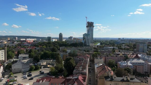 Beautiful Panorama Skyscrapers Construction Rzeszow Aerial View Poland
