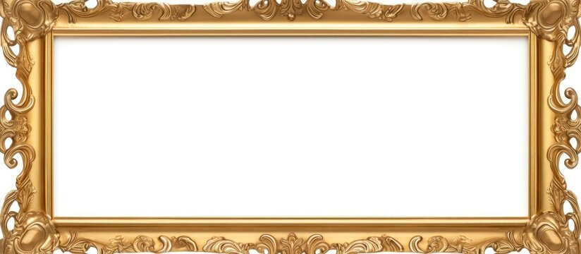 Golden frame for artwork isolated on white background. Design feature with clipping path