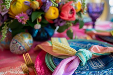 Spring Festivity on a Plate: How Ribbon-Tied Easter Napkins Add Charm to Your Holiday Table
