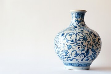 A simple hand-painted ceramic vase against a clean