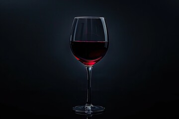A single elegant wine glass filled with red wine
