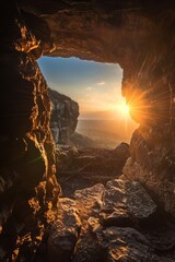 Renewal and Resurrection: The Warm Glow of Sunrise Illuminates the Empty Easter Tomb