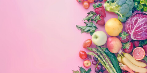 healthy fresh fruits and vegetables, generative AI - obrazy, fototapety, plakaty