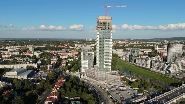 Beautiful Panorama Skyscrapers Construction Rzeszow Aerial View Poland