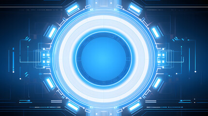 Obraz premium Abstract futuristic background with digital blue elements and tech circles