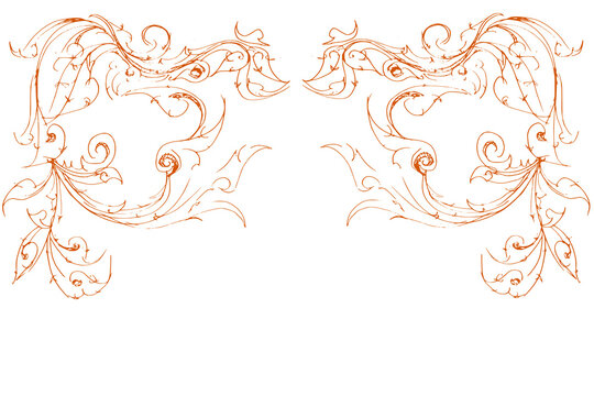 sketch line Thai pattern and brush style