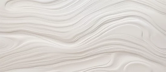Fotobehang A detailed closeup of a white marble texture resembling waves, with a liquidlike appearance. The pattern is reminiscent of an aeolian landform © 2rogan